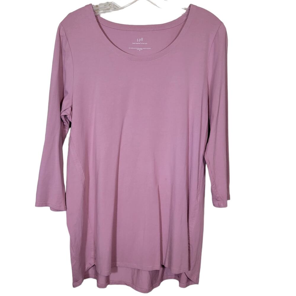 J. Jill Women's Luxe Supima Tunic 3/4 Sleeve Round Neck Pullover Pink Medium